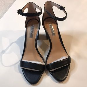 Ankle strap black leather heel size 8